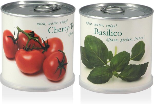 MacFlowers® Blumen in der Dose Geschenk Set Cherry Tomato - Basilico